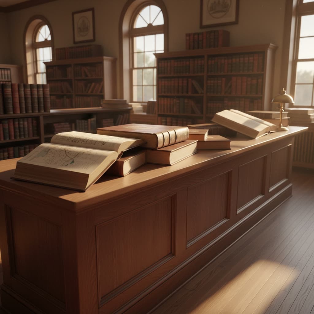 A county records counter with deed books